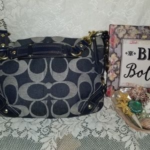 👜COACH Carly Denim Shoulder Handbag